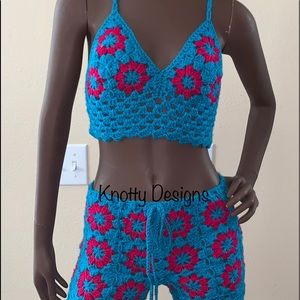 2pc Crochet Summer Floral Set